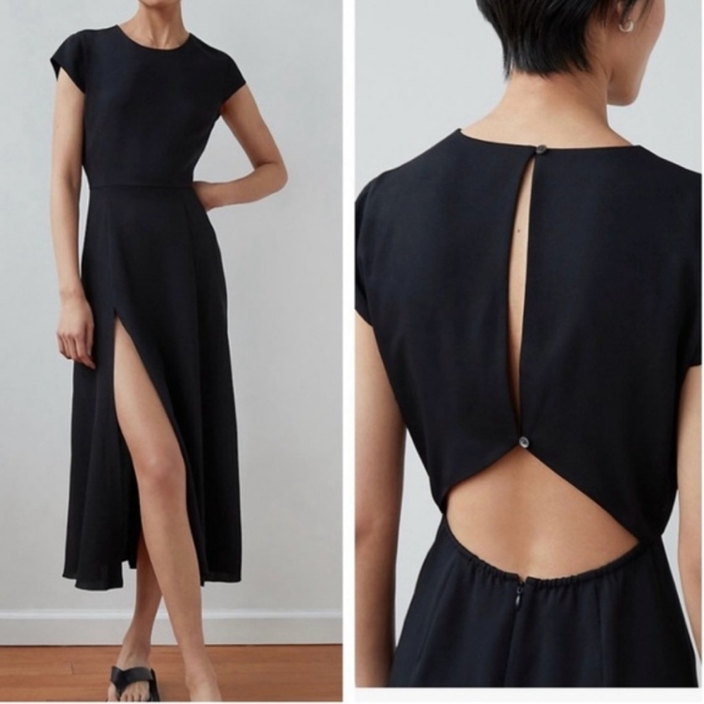 Aritzia Black Midi Dress with Back Cutout